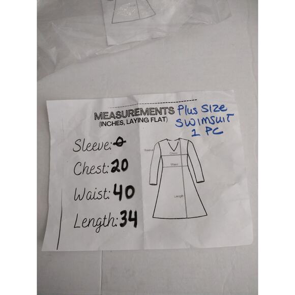 Swimsuit Womens 18W Black One Piece Swimdress Skirted V Neck Plus Size Straps - Picture 2 of 5